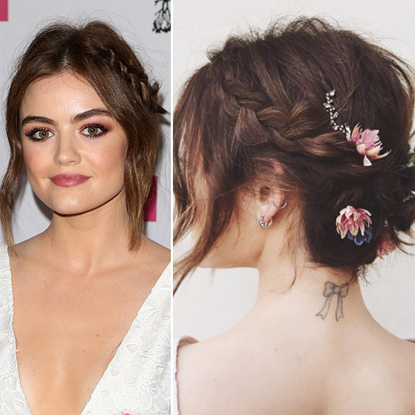 Lucy Hale S Braided Updo How To Master Her Boho Hairstyle For Summer Hollywood Life