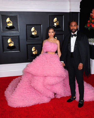 Jhene Aiko and Big Sean on the red carpet at the 63rd Annual Grammy Awards, at the Los Angeles Convention Center, in downtown Los Angeles, CA, Sunday, Mar. 14, 2021. Musical talent pose on the red carpet at the 63rd Annual Grammy Awards show in downtown Los Angeles, Los Angeles Convention Center, Los Angeles, California, United States - 14 Mar 2021