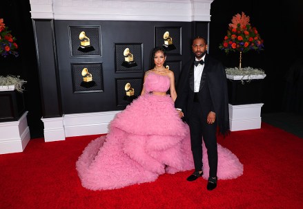 Jhene Aiko and Big Sean on the red carpet at the 63rd Annual Grammy Awards, at the Los Angeles Convention Center, in downtown Los Angeles, CA, Sunday, Mar. 14, 2021.
Musical talent pose on the red carpet at the 63rd Annual Grammy Awards show in downtown Los Angeles, Los Angeles Convention Center, Los Angeles, California, United States - 14 Mar 2021
