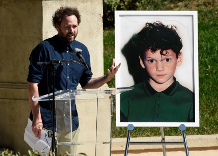 Director Drake Doremus speaks at a life celebration and statue unveiling for the late actor Anton Yelchin at Hollywood Forever Cemetery, in Los Angeles. Doremus directed Yelchin in his 2011 film "Like Crazy." Yelchin died in June 2016 at the age of 27
Anton Yelchin Life Celebration and Statue Unveiling Ceremony, Los Angeles, USA - 08 Oct 2017