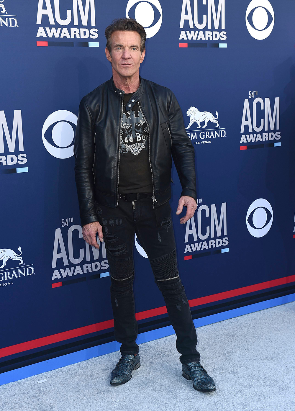 Dennis Quaid chega ao 54º Prêmio Anual da Academia de Música Country na MGM Grand Garden Arena, na 54ª Academia Anual de Música Country Awards de Las Vegas - chegadas, Las Vegas, EUA - 07 de abril de 2019