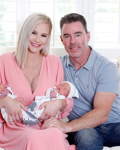 EXCLUSIVE: Precious Cargo! Meghan King Edmonds looks flawless as she proudly shows off her almost two-week-old twin boys, Hayes and Hart. The gorgeous now mother of three posed for an exclusive family photo shoot along with her 18-month-old daughter Aspen King and her former Pro Baseball player husband Jim Edmonds at their home in St Louis, Missouri. Less than two weeks after giving birth the former RHOC alum is already bouncing back into shape with the help of her trusted Belly Bandit Belly Wrap!. 20 Jun 2018 Pictured: Meghan King Edmonds, Jim Edmonds. Photo credit: MOVI Inc. / MEGA TheMegaAgency.com +1 888 505 6342 (Mega Agency TagID: MEGA248504_004.jpg) [Photo via Mega Agency]