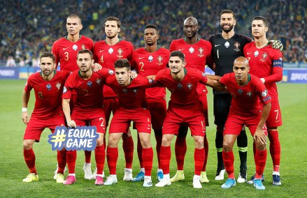 Portugal's players pose prior to the Euro 2020 group B qualifying soccer match between Ukraine and Portugal at the Olympiyskiy stadium in Kyiv, Ukraine
Portugal Euro 2020 Soccer, Kyiv, Ukraine - 14 Oct 2019