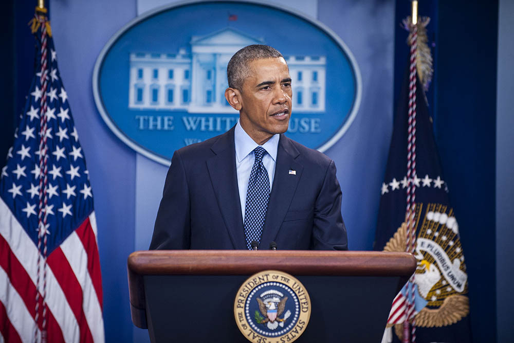 Barack Obama
Barack Obama makes a statement on the Orlando shooting, Washington DC, USA - 12 Jun 2016
United States President Barack Obama speaks to reporters in the Brady Press Briefing Room in Washington,DC, about the deadly shooting the night before at a nightclub in Orlando Fl