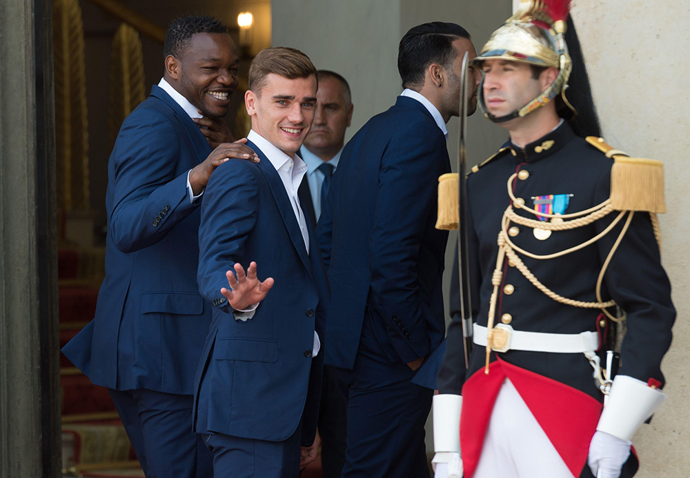 Steve Mandanda and Antoine GriezmanFrench national football team at Elysee Palace, Paris, France - 11 Jul 2016