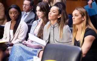 U.S. Olympic gymnasts (L-R) Simone Biles, McKayla Maroney,  Aly Raisman and Maggie Nichols, arrive to testify during a Senate Judiciary hearing about the Inspector General's report on the FBI handling of the Larry Nassar investigation of sexual abuse of Olympic gymnasts, on Capitol Hill, Wednesday, September 15, 2021, in Washington, DC.
U.S. Gymnasts Testify at Senate Hearing on Nassar Investigation, Washington, United States - 15 Sep 2021