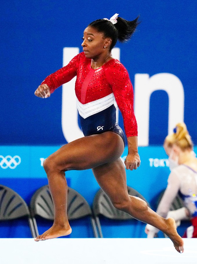 Simone Biles Competing In Vault At The Olympics