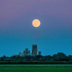 Strawberry moon over Ely, Cambridgeshire, UK - 20 Jun 2016
