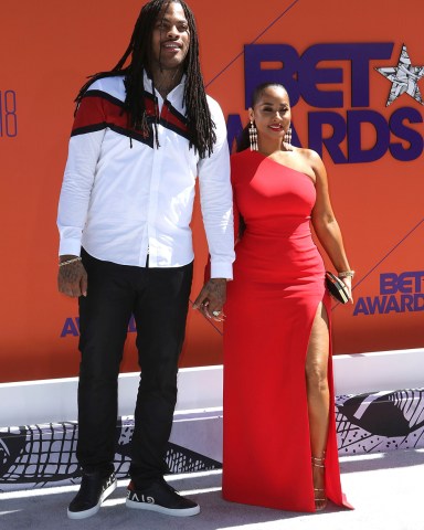 Waka Flocka Flame, left, and Tammy Rivera arrive at the BET Awards at the Microsoft Theater, in Los Angeles
2018 BET Awards - Arrivals, Los Angeles, USA - 24 Jun 2018