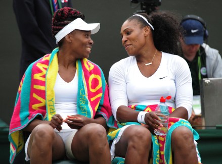 Tennis - 2016 Wimbledon Championships - Week One Thursday (Day four) Womens Doubles Round Two Venus and Serena Williams (USA) v Andreja Klepac and Katarrina Srebotnik (SLO) Venus and Serena Williams share a laugh on court no 3
Wimbledon Championships