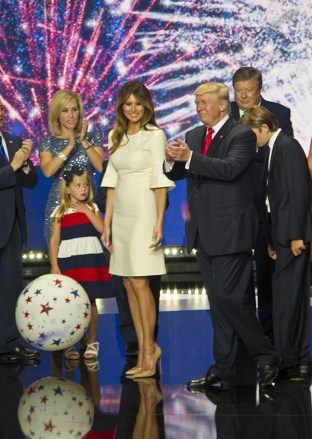 Donald Trump and his family on stage at the Republican National Convention