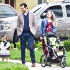 EXCLUSIVE: Heavily Pregnant Jinger Duggar Vuolo steps out for brunch with her husband and daughter in Venice, California