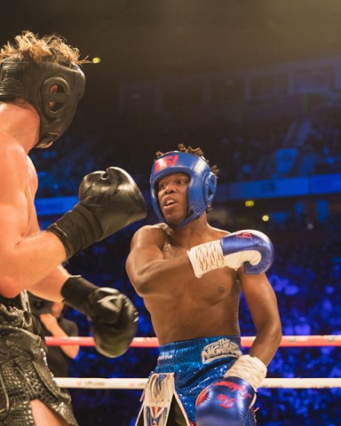 Youtube personalities Logan Paul and KSI.Logan Paul v KSI, Boxing match, Manchester Arena, UK - 25 Aug 2018Youtube personality Logan Paul fights fellow Youtuber KSI in front of thousands at the Manchester arena. The two internet celebrities have been feuding for months online. The fight is seen as a victory for youtube, the fight livestreamed to millions online.