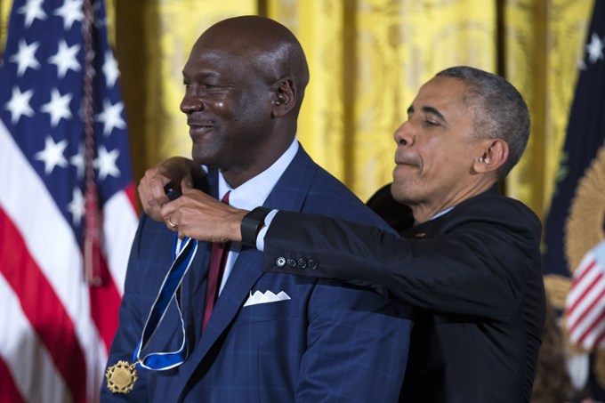 Michael Jordan & Barack Obama in a proud moment