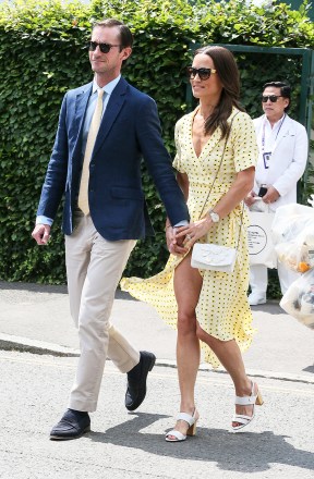 James Matthews and Pippa Middleton is pictured arriving at the AELTC for day 11 of the Wimbledon Championships.
Celebrities arriving at Wimbledon, London, England, 12 July 2019
Wearing Ganni Same Outfit as Amanda Holden
