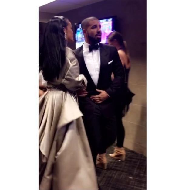 [video] Drake Trips Over Rihanna S Dress At Vmas After Pda