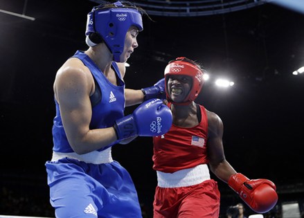 Copyright 2016 The Associated Press. All rights reserved. This material may not be published, broadcast, rewritten or redistributed without permission.Mandatory Credit: Photo by Frank Franklin II/AP/REX/Shutterstock (5837903m)United States' Claressa Maria Shields, right, fights Netherlands' Nouchka Fontijn during a women's middleweight 75-kg final boxing match at the 2016 Summer Olympics in Rio de Janeiro, BrazilRio 2016 Olympic Games, Boxing, Riocentro, Brazil - 21 Aug 2016