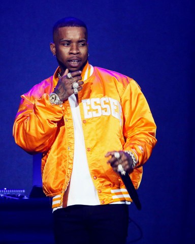 Tory Lanez performing during the Indigoat tour
Chris Brown in concert, Oakland, USA - 15 Oct 2019
