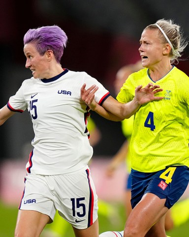 Editorial use onlyMandatory Credit: Photo by Dave Shopland/Shutterstock (12224267ds)Megan RapinoeUSA v Sweden, international football, Group G, Tokyo Olympic Games 2020, Tokyo Stadium, Japan - 21 Jul 2021