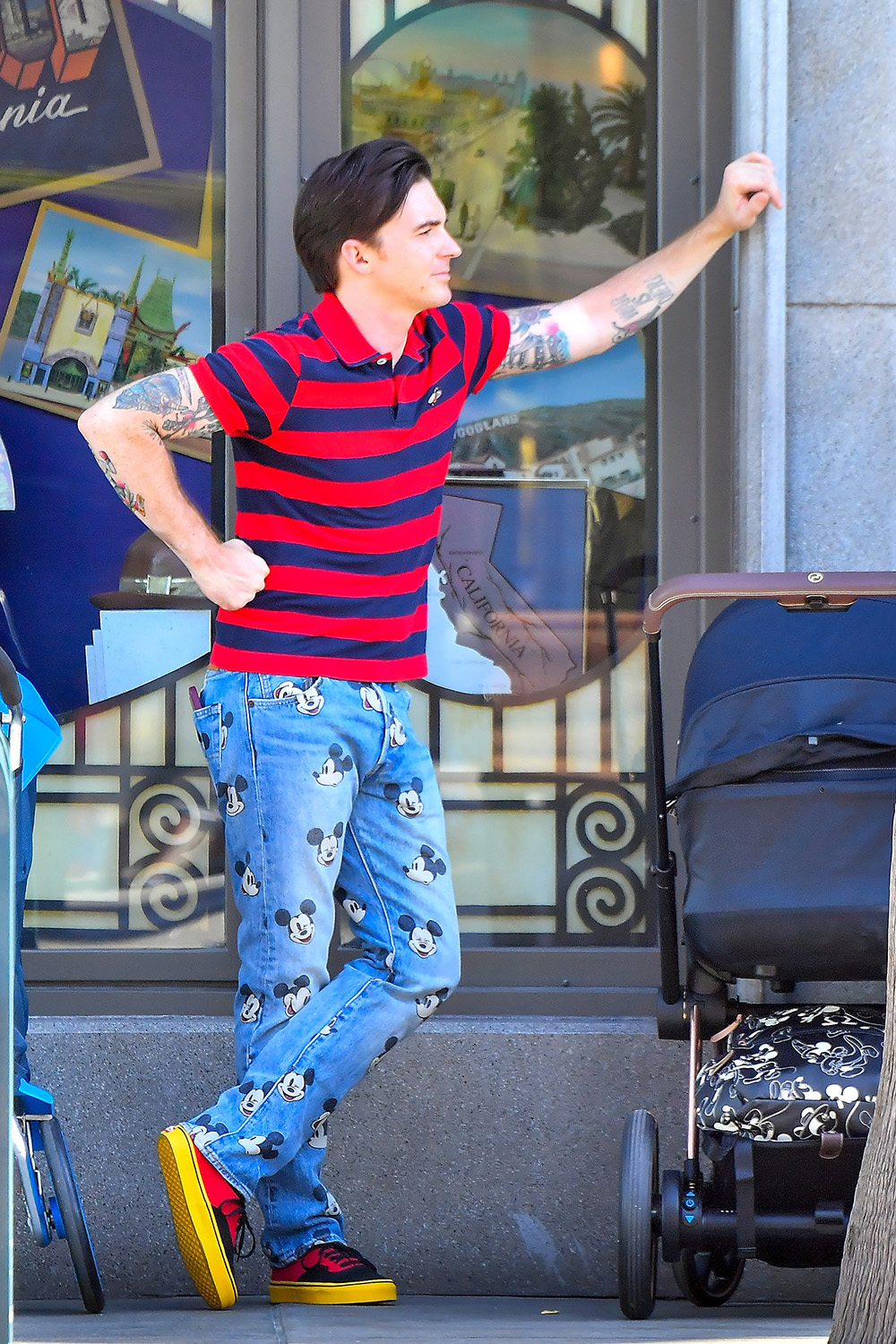 Drake Bell is seen for the first time since pleading guilty to child endangerment with a women who is believed to be his wife and a baby at Disneyland. The actor was seen celebrating his 35th birthday with his little family, putting his legal woes behind