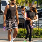 *EXCLUSIVE* Tristen Thompson shows Khloe Kardashian some love as they arrive for True's dance class