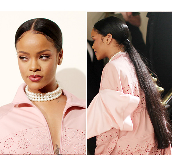 Rihanna S Fenty Puma Show Beauty See Her Low Ponytail Barely There Makeup Hollywood Life