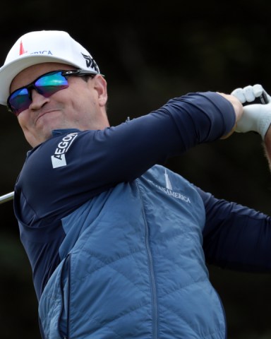 Zach Johnson of the US tees off on the first day of the British Open Golf Championship at Royal Portrush, Northern Ireland, 18 July 2019. British Open Golf Championship, Portrush, United Kingdom - 18 Jul 2019