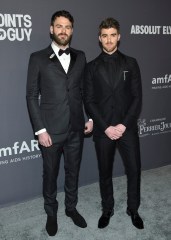 Musicians Alex Pall, left, and Andrew Taggart of The Chainsmokers attend the amfAR Gala New York AIDS research benefit at Cipriani Wall Street on Wednesday, Feb. 6, 2019, in New York. (Photo by Evan Agostini/Invision/AP)