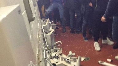 Manchester City Fans Trash Bathroom