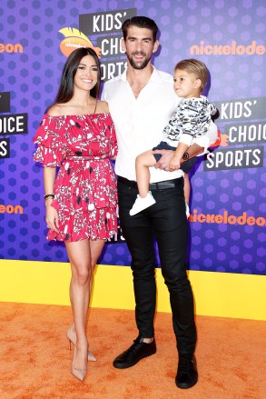 Nicole Johnson, Michael Phelps and Boomer Phelps
Kids' Choice Sports Awards, Arrivals, Los Angeles, USA - 19 Jul 2018
