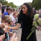 The Princess of Wales, the Prince of Wales and the Duke and Duchess of Sussex meeting members of the public at Windsor Castle in Berkshire following the death of Queen Elizabeth II on Thursday.