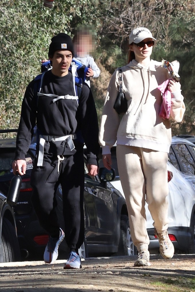 Joe Jonas, Sophie Turner, & Willa On A Family Hike