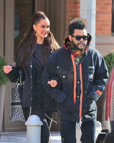 New York, NY - Model Bella Hadid and boyfriend The Weeknd are seen leaving their apartment in New York. The pair who walked arm in arm as they headed to their waiting SUV were on their way to the airport to catch a flight out of the city. Bella was sporting a Dior Handbag with her name on the side.Pictured: Bella Hadid, The WeekndBACKGRID USA 1 FEBRUARY 2019 USA: +1 310 798 9111 / usasales@backgrid.comUK: +44 208 344 2007 / uksales@backgrid.com*UK Clients - Pictures Containing ChildrenPlease Pixelate Face Prior To Publication*