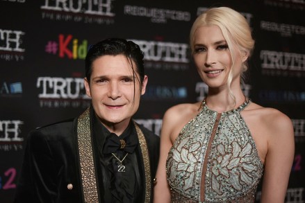 Corey Feldman, Courtney Anne Mitchell. Corey Feldman, left, and Courtney Anne Mitchell attend the LA premiere of "My Truth: The Rape of 2 Coreys" at the Directors Guild of America, in Los Angeles
LA Premiere of "My Truth: The Rape of 2 Coreys ", Los Angeles, USA - 09 Mar 2020