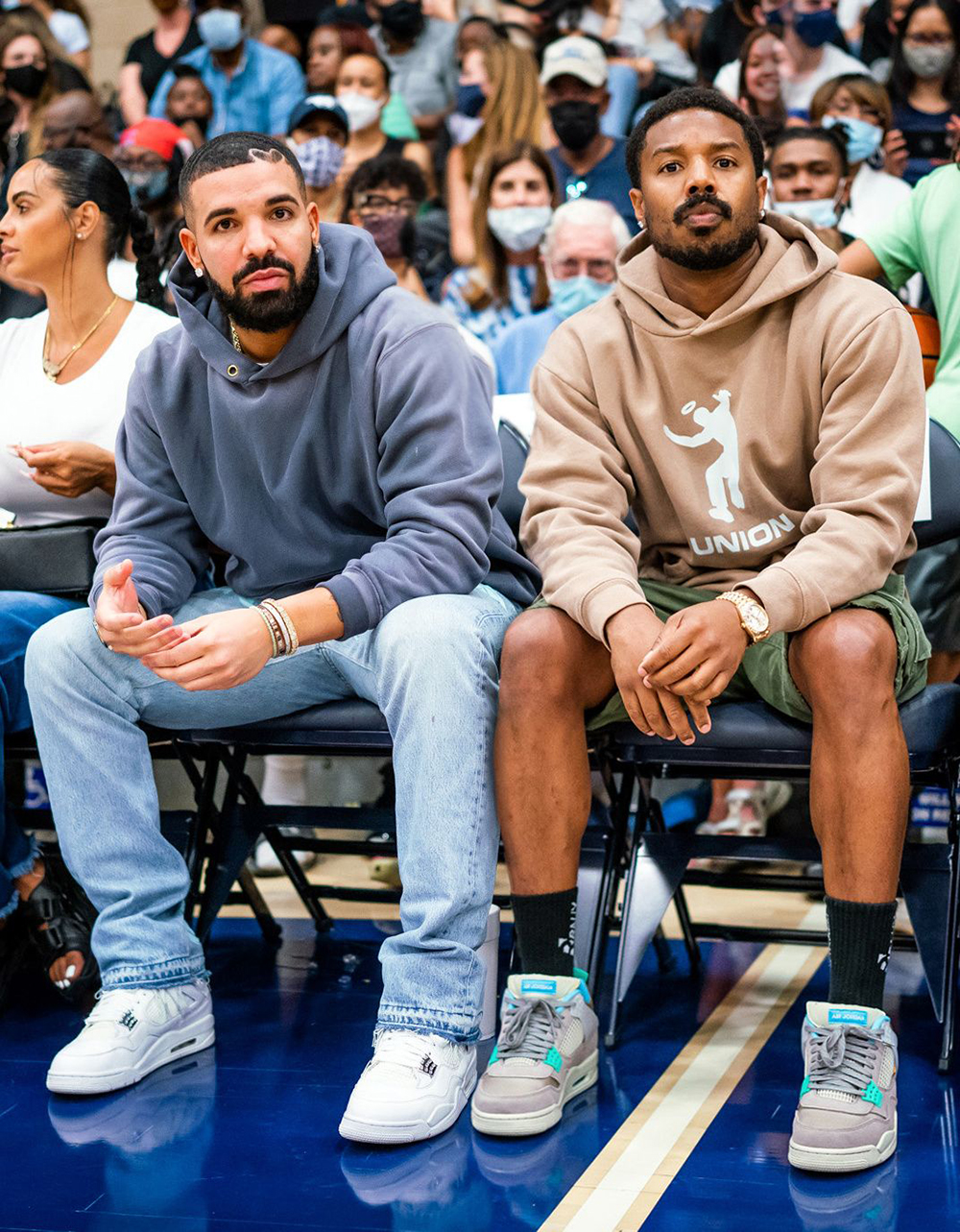 Mandatory Credit: Cassy Athena/London Entertainment/Shutterstock
Mandatory Credit: Photo by Cassy Athena/London Entertainment/Shutterstock (12139922l)
Drake and Michael B. Jordan
Sierra Canyon Trailblazers v Etiwanda Eagle, CIF State Open Division Regional Semifinal, Basketball, Los Angeles, California, USA - 17 Jun 2021