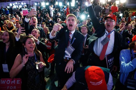 Supporters of Republican presidential candidate Donald Trump cheer as they watch election returns during an election night rally, in New York
2016 Election Trump, New York, USA - 8 Nov 2016