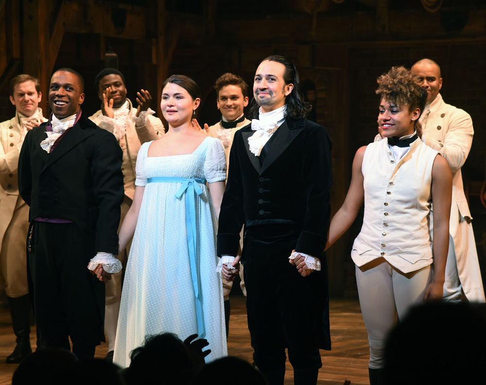 Leslie Odom Jr., Phillipa Soo, Lin-Manuel Miranda, and Ariana DeBose
'Hamilton' musical, Richard Rodgers Theatre, New York, USA - 09 Jul 2016