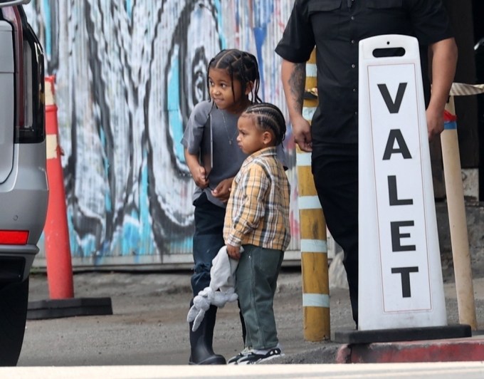 Saint West & Psalm West Hang With Dad Kanye In LA
