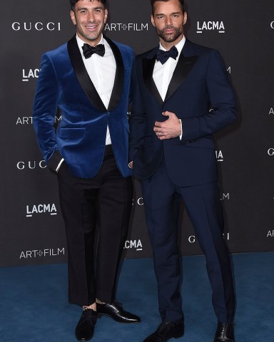Ricky Martin, Jwan Yosef. Ricky Martin and Jwan Yosef arrive at the 2019 LACMA Art and Film Gala at Los Angeles County Museum of Art, in Los Angeles
2019 LACMA Art and Film Gala, Los Angeles, USA - 02 Nov 2019
