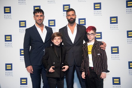 Ricky Martin, his husband Jwan Yosef and their twins arrive at the 2019 Human Rights Campaign National Dinner on in Washington. While receiving the HRC National Visibility Award, Martin announced he and Yosef are expecting their fourth child
HRC 2019 National Dinner, Washington, USA - 28 Sep 2019