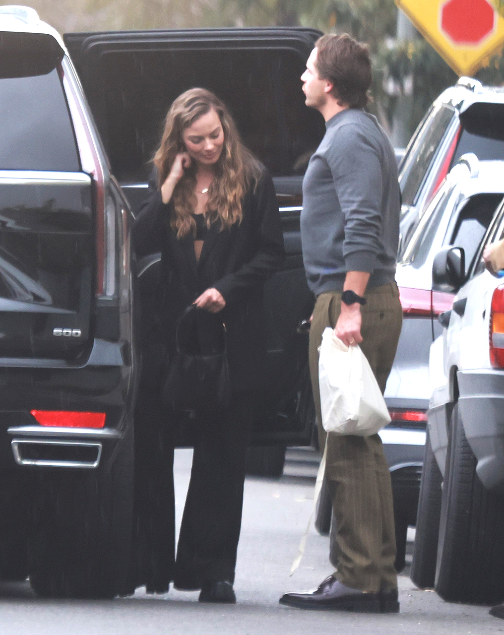 *EXCLUSIVE* Margot Robbie and her husband Tom Ackerley meet up with Cindy Crawford and Rande Gerber for a double date in Malibu