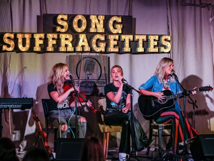 Natalie Stovall, Naomi Cooke and Jennifer Wayne of Runaway June perform onstage at The Listening Room Cafe on August 24, 2020 in Nashville, Tennessee.
Runaway June in concert, The Listening Room Cafe, Nashville, Tennessee, USA - 24 Aug 2020
