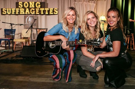 Jennifer Wayne, Natalie Stovall and Naomi Cooke of Runaway June pose onstage at The Listening Room Cafe on August 24, 2020 in Nashville, Tennessee.
Runaway June in concert, The Listening Room Cafe, Nashville, Tennessee, USA - 24 Aug 2020