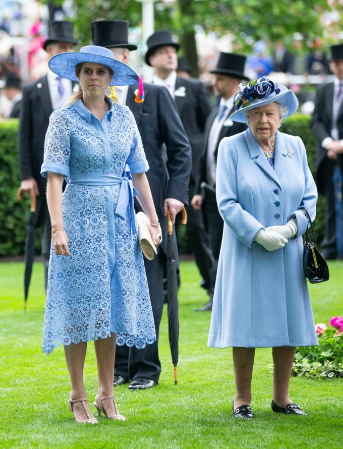 Queen Elizabeth II & Princess Beatrice In Blue