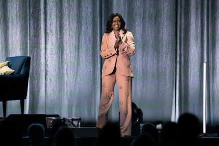 Michelle Obama visits the Royal Arena in connection with her book tour for her biography 'Becoming' in Copenhagen, Denmark on April 09, 2019. In her book, she talks about life as the first African American lady of the United States.  Michelle Obama visits Copenhagen, Denmark - 09 Apr 2019