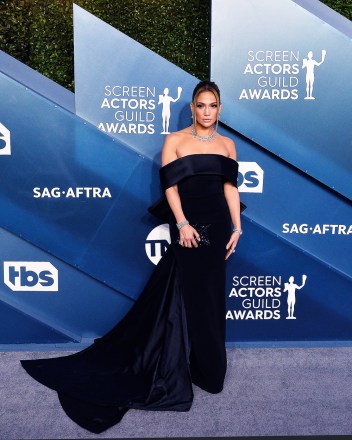 Jennifer Lopez arrives for the 26th annual SAG Awards held at the Shrine Auditorium in Los Angeles on Sunday, January 19, 2020. The Screen Actors Guild Awards will be broadcast live on TNT and TBS.
SAG Awards 2020, Los Angeles, California, United States - 19 Jan 2020