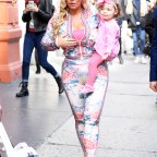 Coco Austin and her Daughter filming a commercial in soho New York city