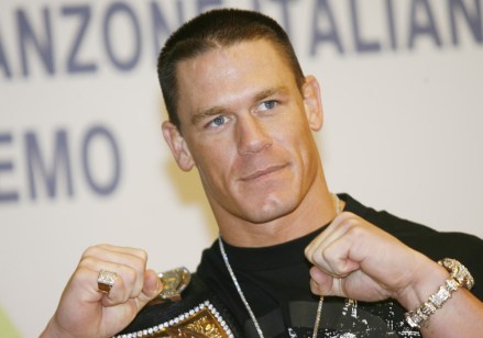 World wrestling entertainment superstar John Cena poses for photographers, prior to a press conference in San Remo, Italy, Thursday, March 2, 2006.  John Cena is one of the international guest stars featuring in the "Festival di Sanremo" show, running on Italian State TV RAI through Saturday, March 4. (AP Photo/Luca Bruno)