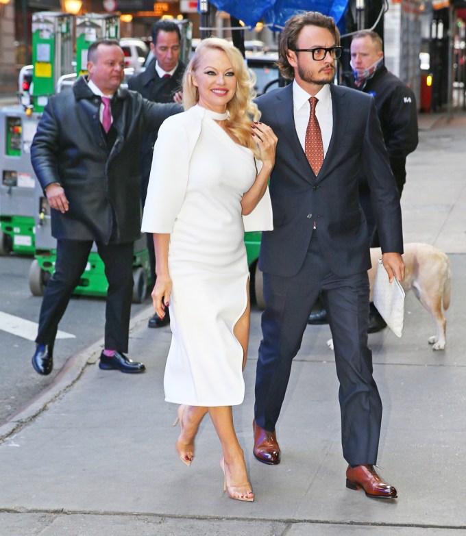 Pam Anderson Arrives To ‘GMA’ With Son Brandon