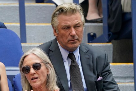 Alec Baldwin watches play between Novak Djokovic, of Serbia, and Daniil Medvedev, of Russia, during the men's singles final of the US Open tennis championships, in New York
US Open Tennis, New York, United States - 12 Sep 2021